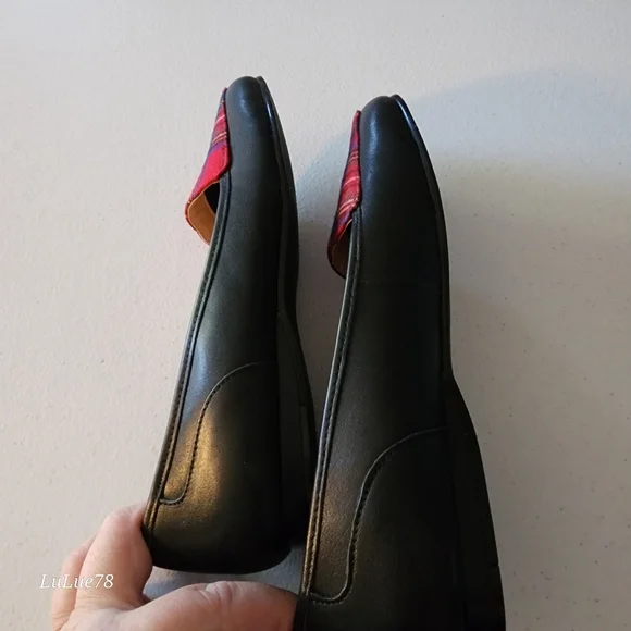 Bandolino Liberty Red Plaid and Black Leather Loafers 6M - Picture 5 of 9